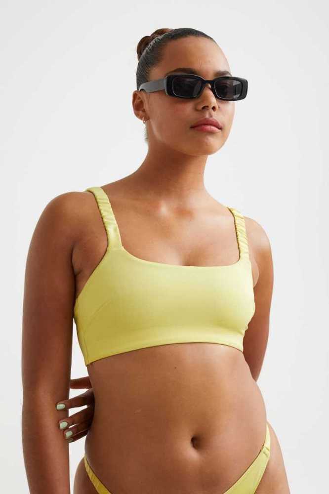 Ropa De Playa H&M Acolchado Bikini Top Mujer Amarillos Claro | 902478TYH