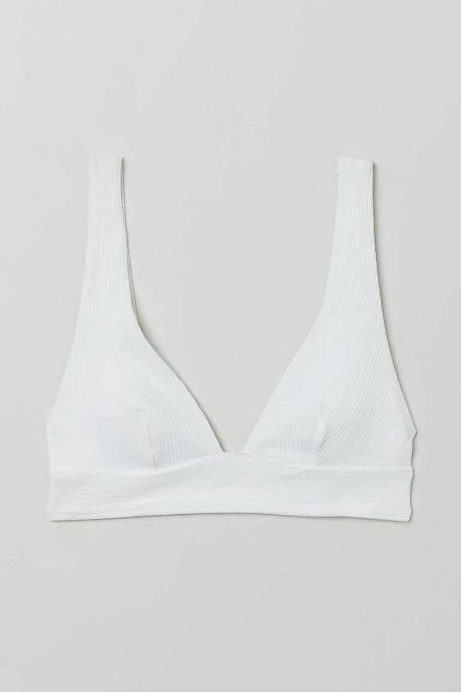 Ropa De Playa H&M Acolchado Bikini Top Mujer Beige Blancos | 938075APL