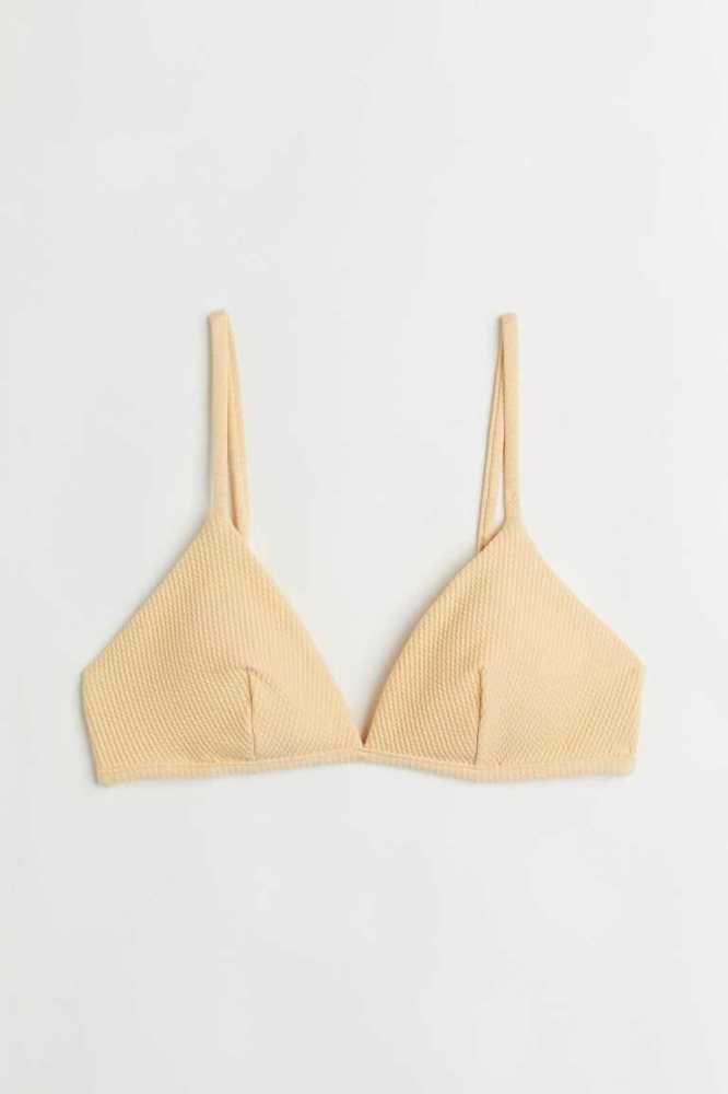 Ropa De Playa H&M Acolchado triangle bikini top Mujer Amarillos Claro | 165378PJB