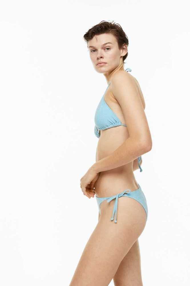 Ropa De Playa H&M Acolchado triangle bikini top Mujer Turquesa Claro | 543920TSD