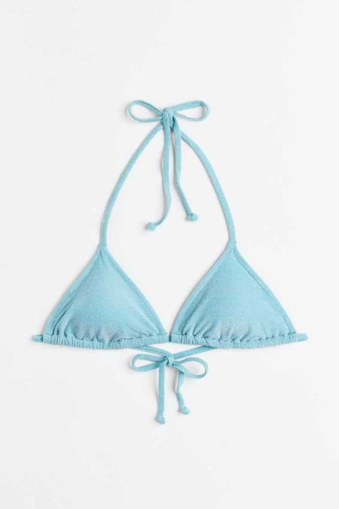 Ropa De Playa H&M Acolchado triangle bikini top Mujer Turquesa Claro | 543920TSD