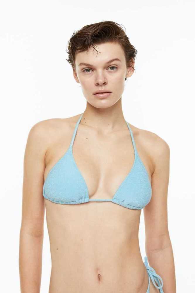 Ropa De Playa H&M Acolchado triangle bikini top Mujer Turquesa Claro | 543920TSD