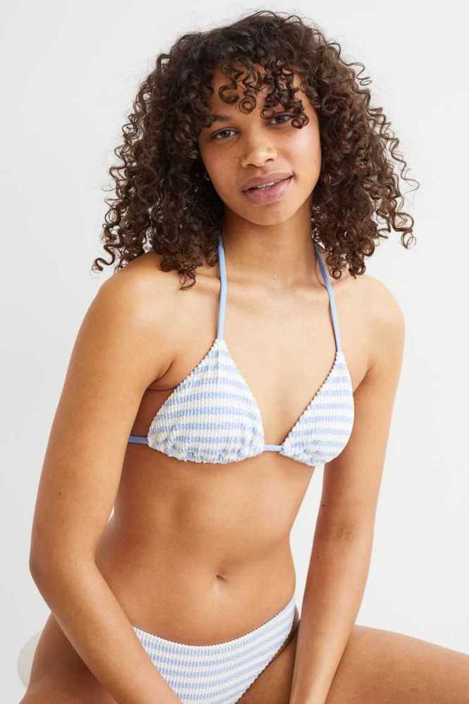 Ropa De Playa H&M Acolchado triangle bikini top Mujer Azules Claro | 603174NGF