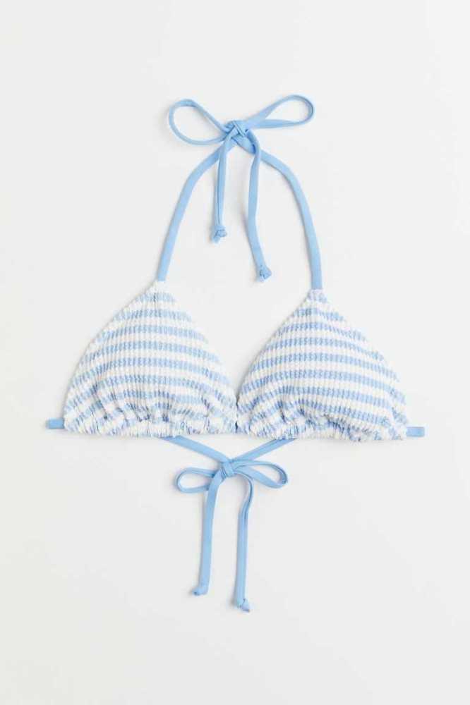 Ropa De Playa H&M Acolchado triangle bikini top Mujer Azules Claro | 603174NGF