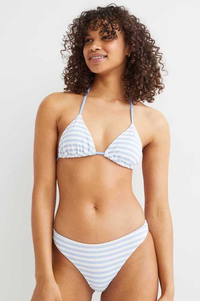 Ropa De Playa H&M Acolchado triangle bikini top Mujer Azules Claro | 603174NGF