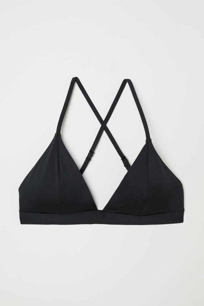 Ropa De Playa H&M Acolchado triangle bikini top Mujer Negros | 931467TEK