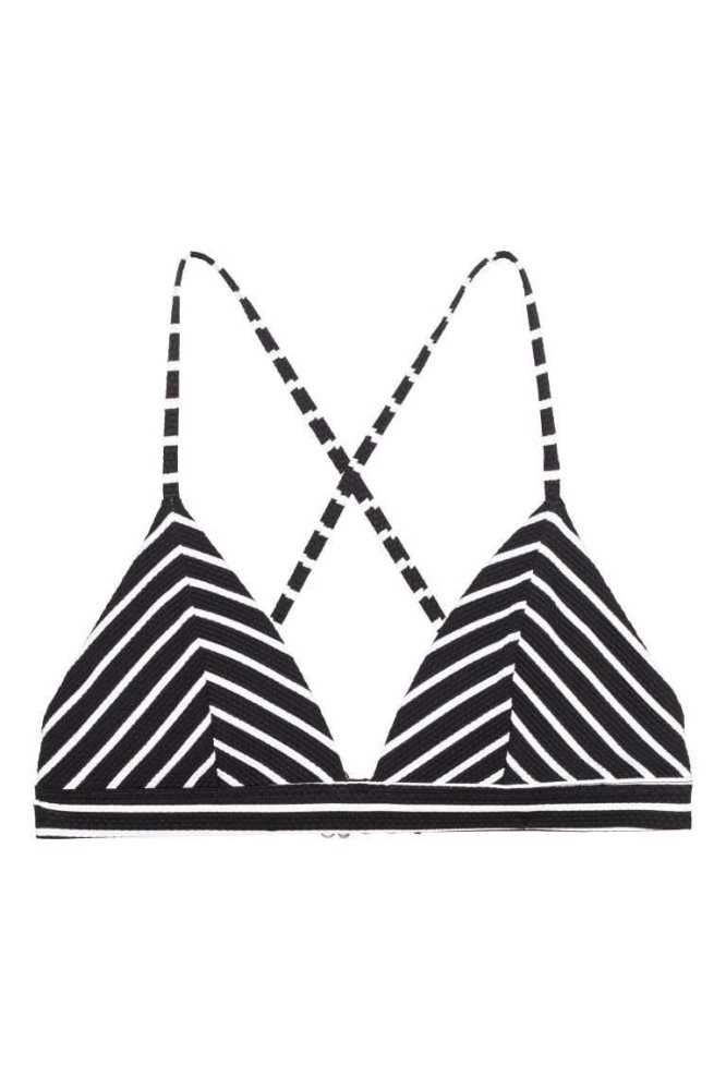 Ropa De Playa H&M Acolchado triangle bikini top Mujer Negros | 931467TEK