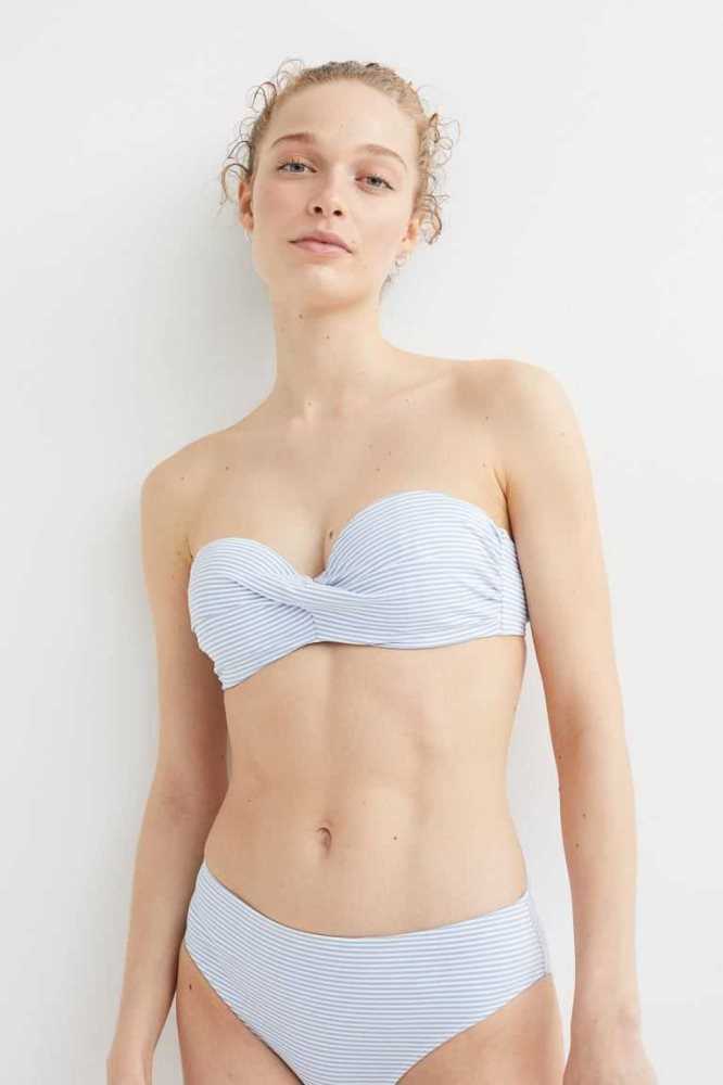 Ropa De Playa H&M Balconette Bikini Top Mujer Azules Claro Blancos | 156893PGW