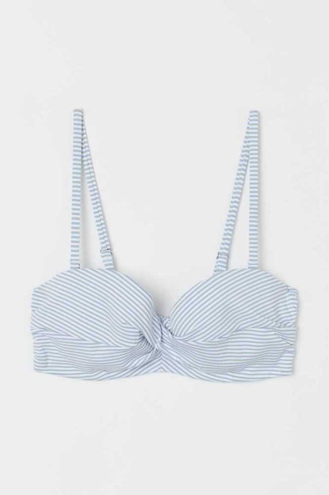 Ropa De Playa H&M Balconette Bikini Top Mujer Azules Claro Blancos | 156893PGW