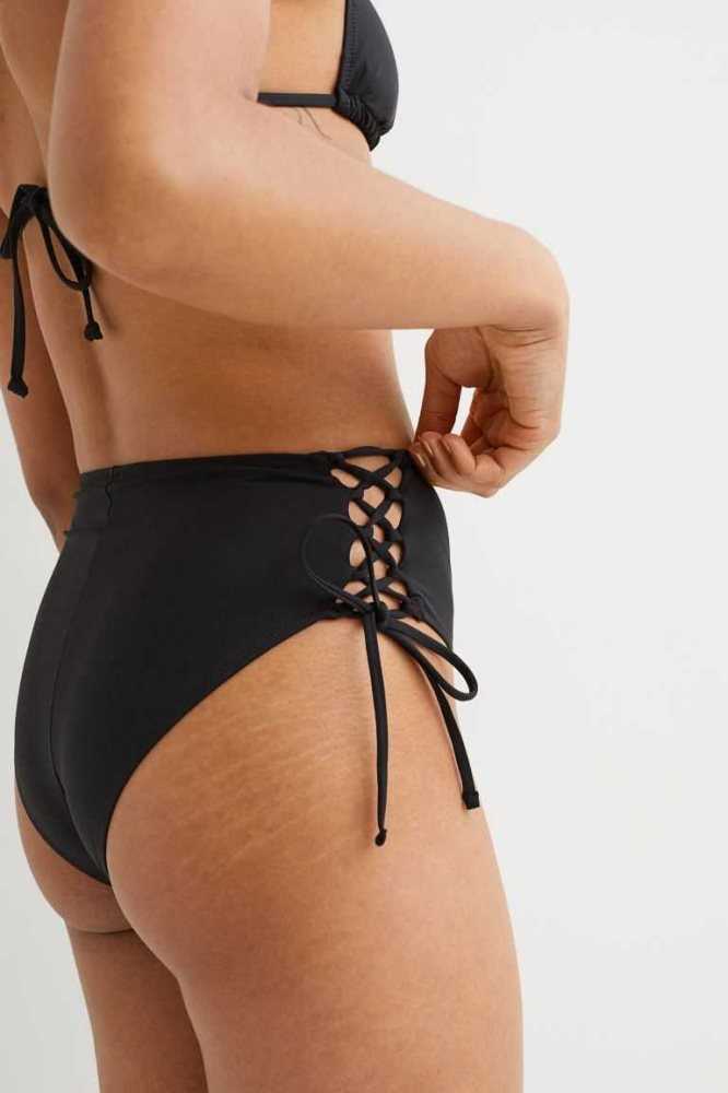 Ropa De Playa H&M Brazilian Bikini Bottoms Mujer Negros | 560298NKM