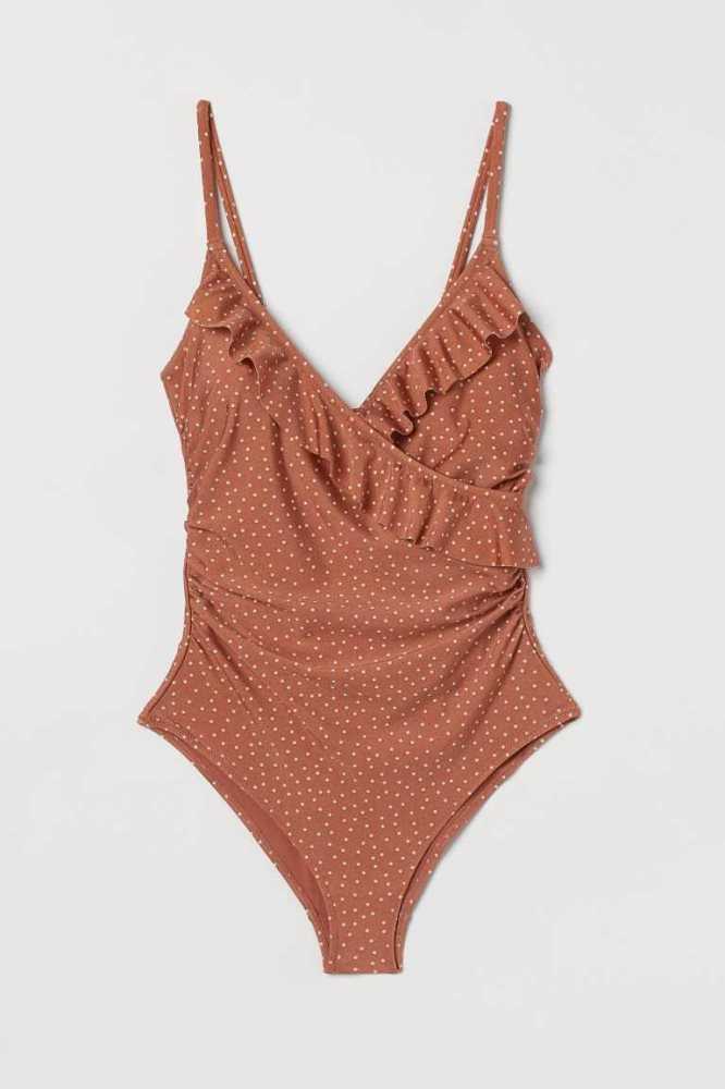 Ropa De Playa H&M Flounced Shaping Swimsuit Mujer Negros | 915687DRC