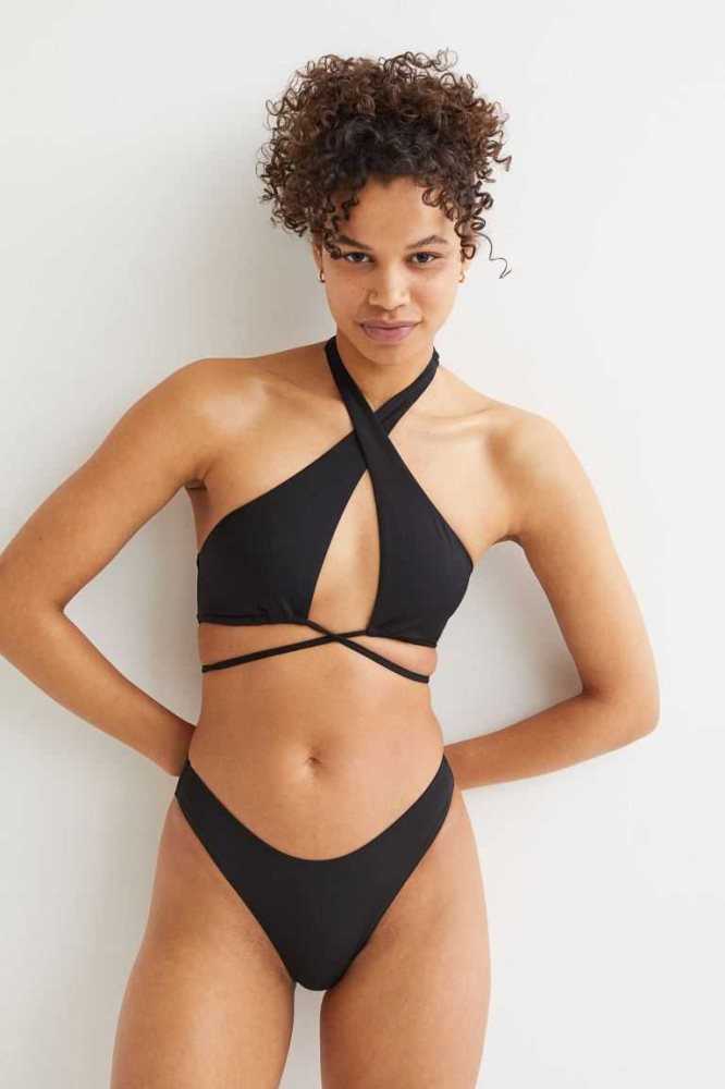 Ropa De Playa H&M Halterneck Bikini Top Mujer Negros | 564392MBL