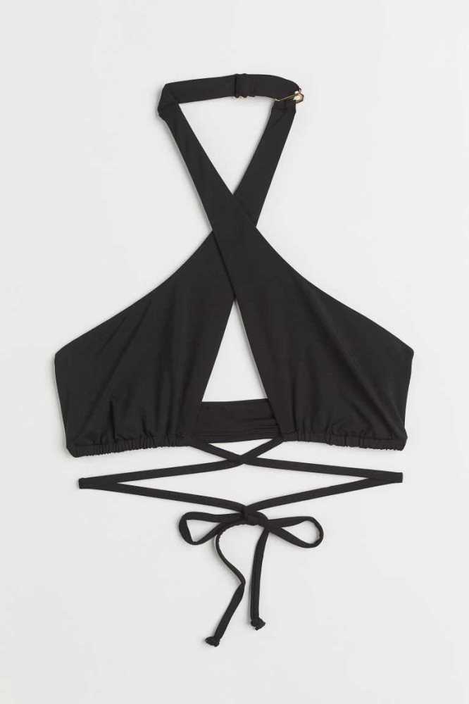 Ropa De Playa H&M Halterneck Bikini Top Mujer Negros | 564392MBL