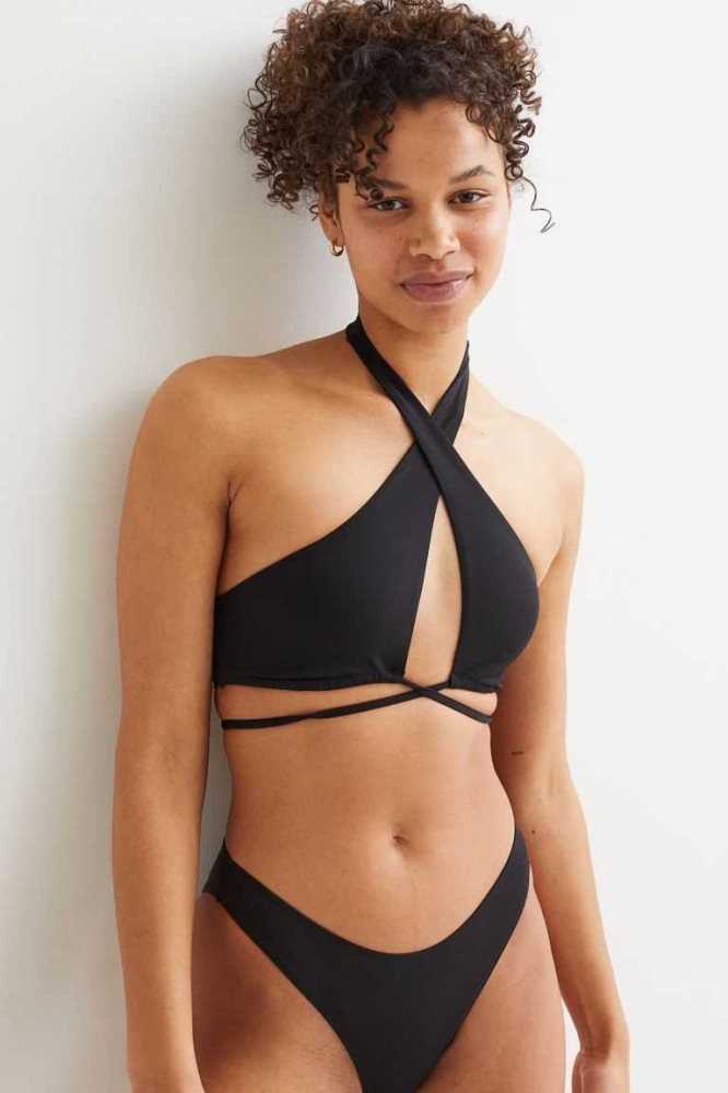 Ropa De Playa H&M Halterneck Bikini Top Mujer Negros | 564392MBL