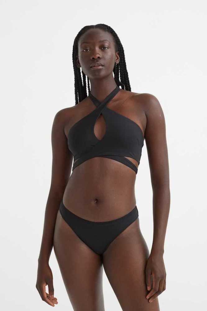 Ropa De Playa H&M Halterneck Bikini Top Mujer Negros | 924538QEI