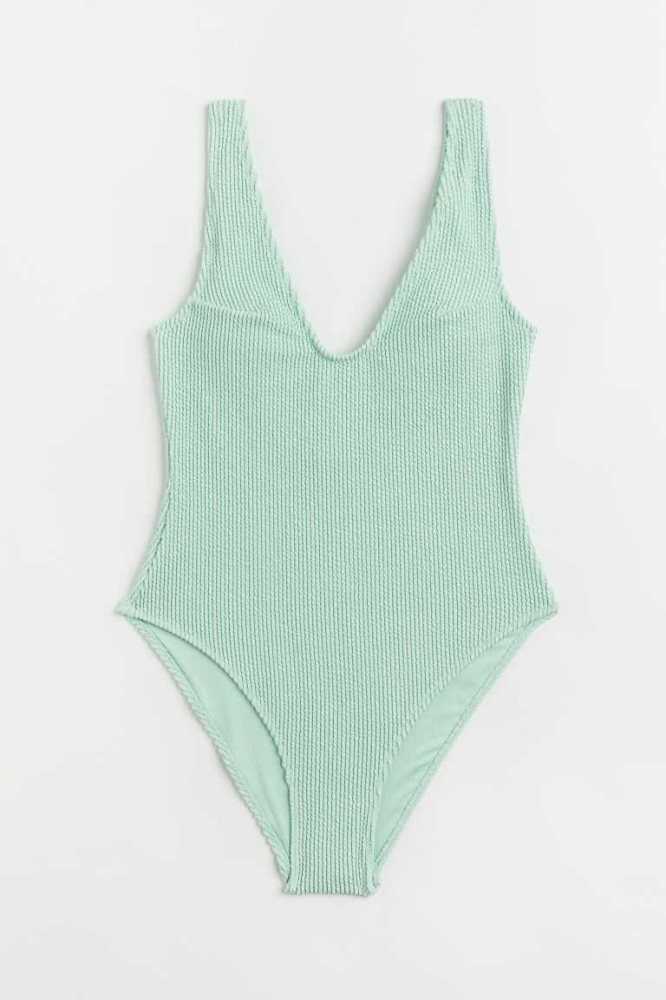 Ropa De Playa H&M High Leg Swimsuit Mujer Azules Claro | 024317ESO