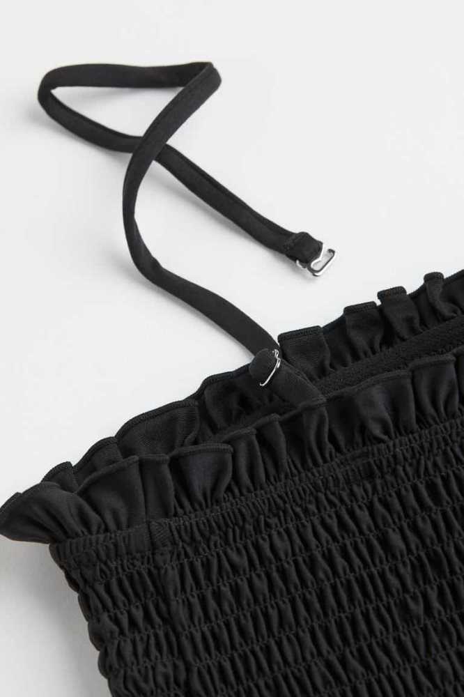 Ropa De Playa H&M Smocked Bandeau Bikini Top Mujer Negros | 846957HRO