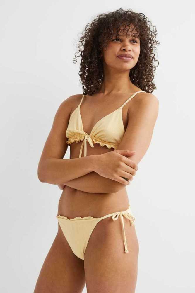 Ropa De Playa H&M Tie Bikini Bottoms Mujer Amarillos | 682390MYO