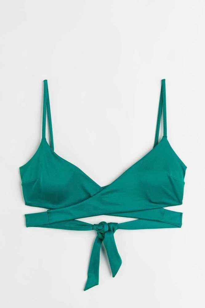 Ropa De Playa H&M Tie-detail Bikini Top Mujer Rosas Claro | 804236BQP