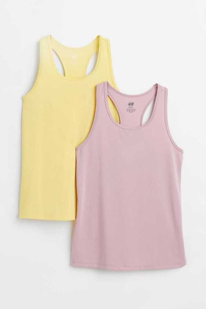 Ropa Deportiva H&M 2-pack Tank Tops Niños Rosas Amarillos | 610984FOW