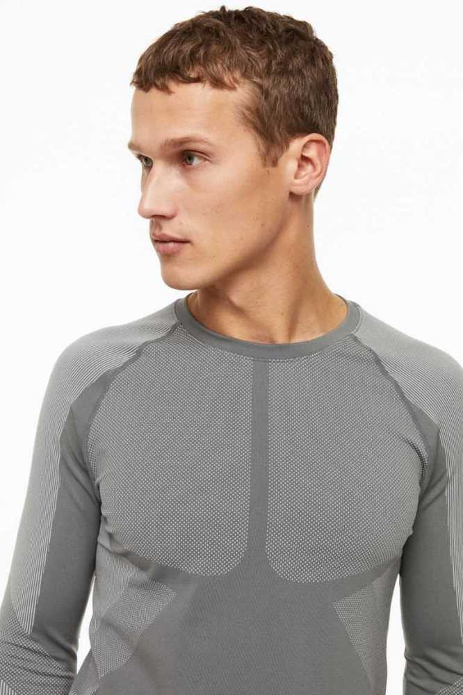 Ropa Deportiva H&M DryMove Seamless top Hombre Grises | 542789LXY