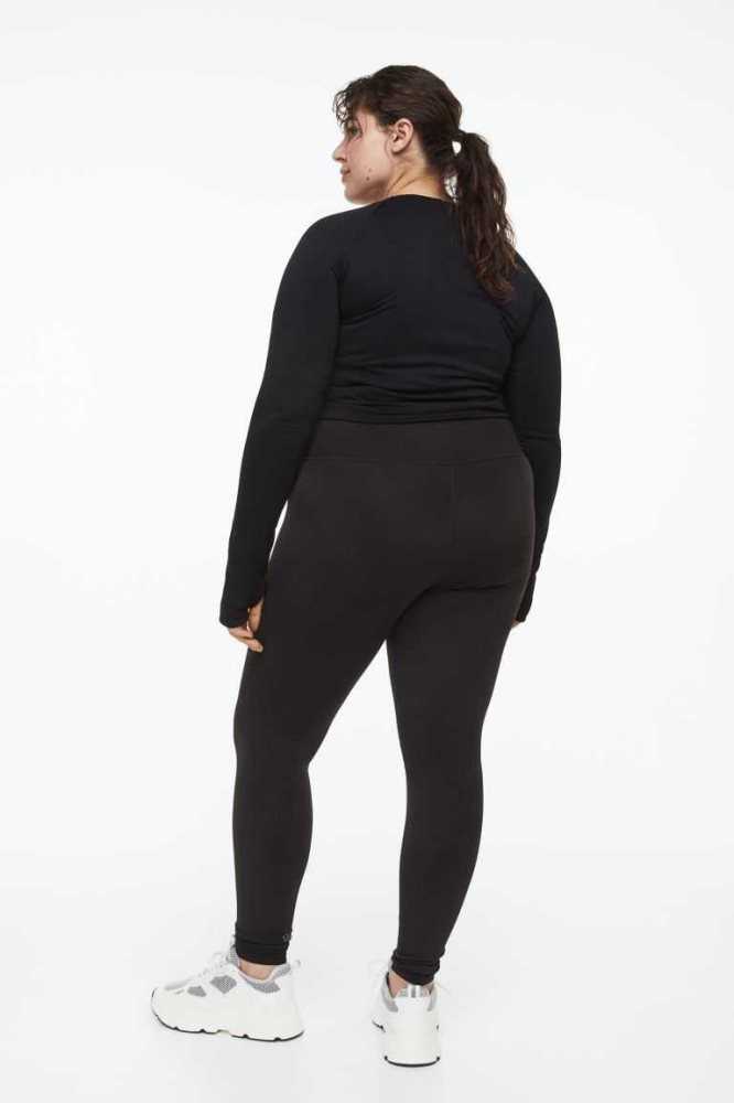 Ropa Deportiva H&M DryMove Warm running Mujer Negros | 309654OVZ