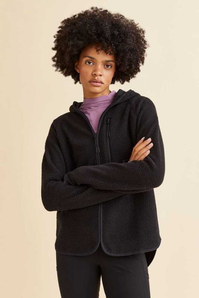 Ropa Deportiva H&M Teddy Fleece Jacket Mujer Negros | 238590LUW