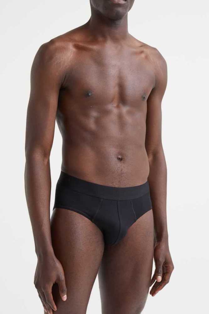 Ropa Interior H&M 3-pack Algodon Briefs Hombre Negros | 794863ZPR