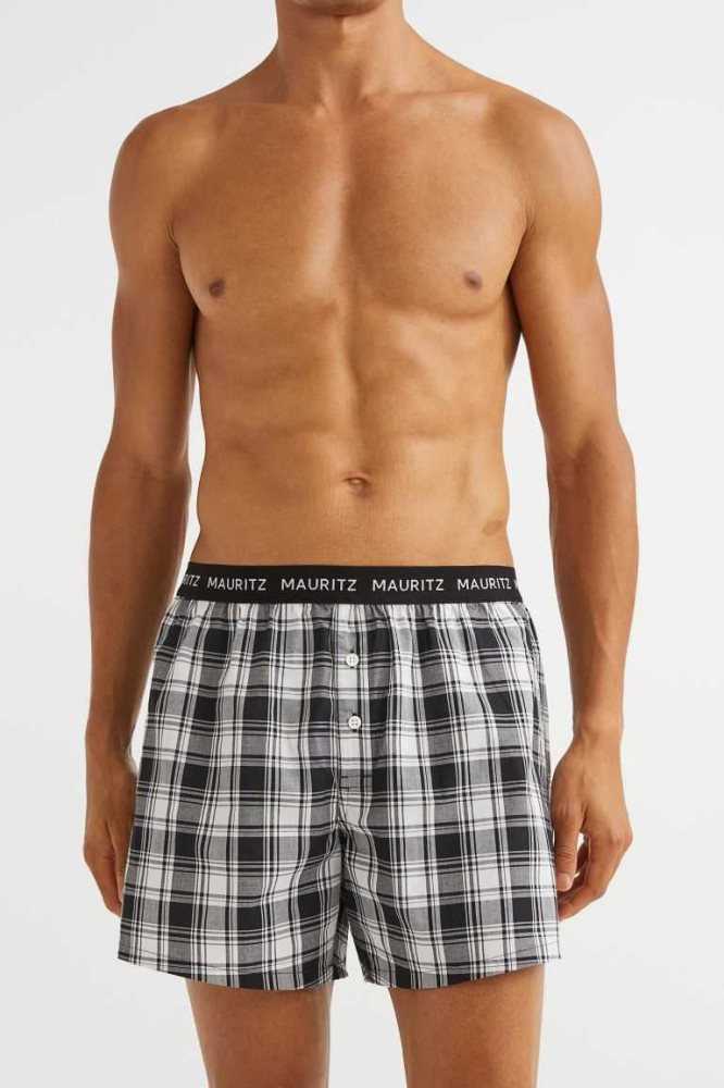 Ropa Interior H&M 3-pack Woven Algodon Boxer Shorts Hombre Negros | 146503KGL