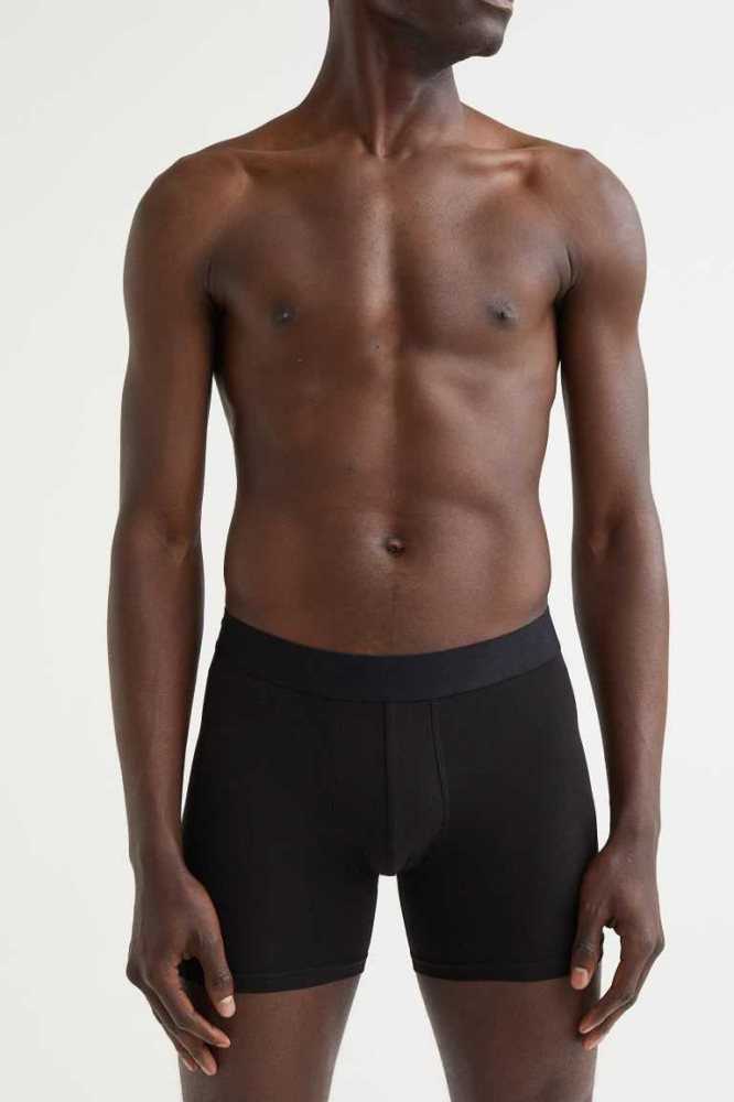 Ropa Interior H&M 5-pack Algodon Boxer Shorts Hombre Negros | 168023LDP