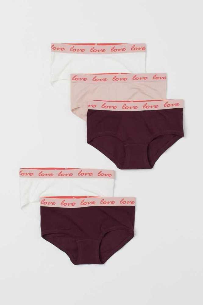 Ropa Interior H&M 5-pack Algodon Hipster Briefs Niños Amarillos Claro Morados Claro | 405378JHT