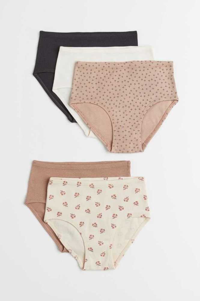 Ropa Interior H&M 5-pack cotton jersey briefs Niños Beige Blancos | 214356QCL