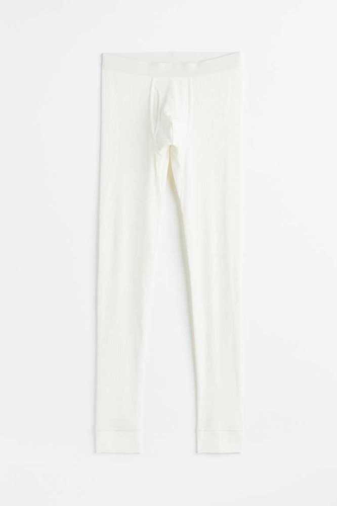 Ropa Interior H&M Acanalado Algodon Long Johns Hombre Blancos | 756809XLA