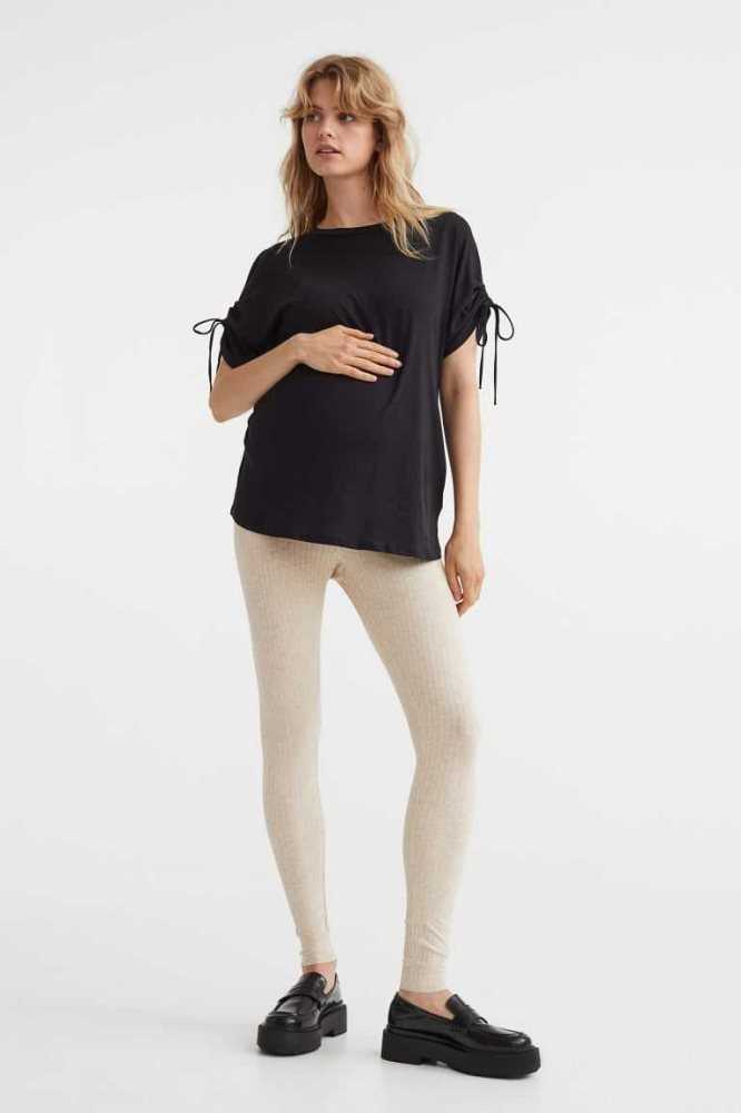 Ropa de Premamá H&M MAMA Acanalado Leggings Mujer Negros | 652317QHO