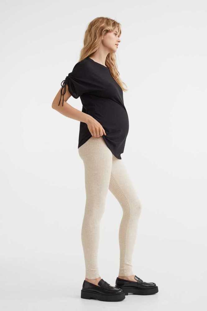 Ropa de Premamá H&M MAMA Acanalado Leggings Mujer Negros | 652317QHO