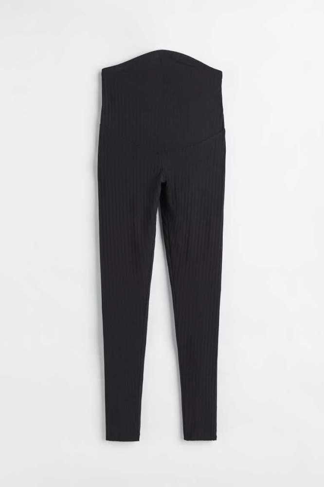 Ropa de Premamá H&M MAMA Acanalado Leggings Mujer Negros | 652317QHO