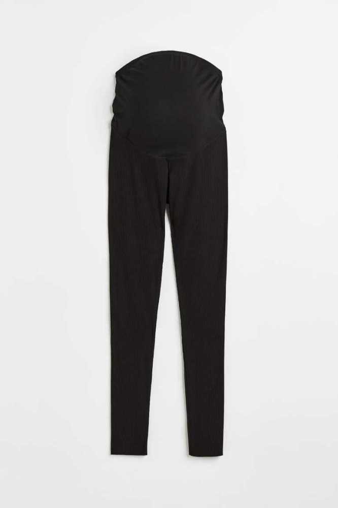 Ropa de Premamá H&M MAMA Acanalado Leggings Mujer Negros | 820359WYC