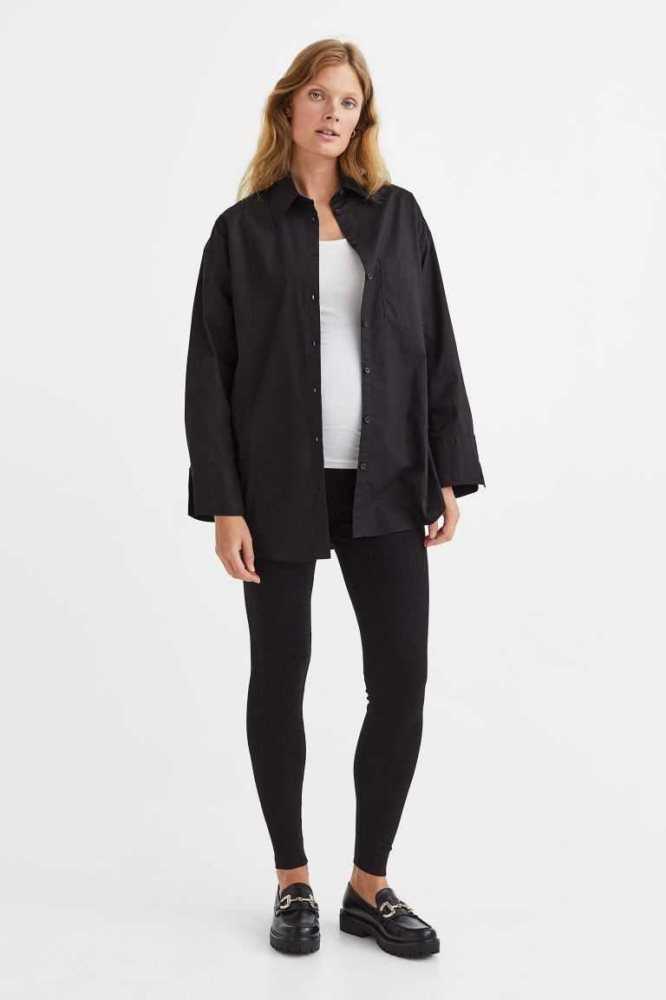 Ropa de Premamá H&M MAMA Acanalado Leggings Mujer Negros | 820359WYC