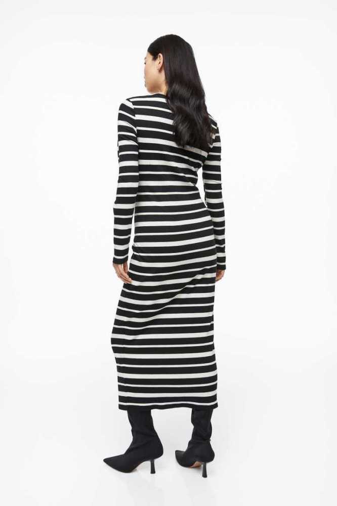 Ropa de Premamá H&M MAMA Acanalado Nursing Vestido Mujer Negros | 127849GFQ