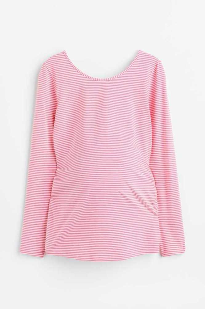 Ropa de Premamá H&M MAMA Algodon Jersey Top Mujer Rosas | 460175JAM