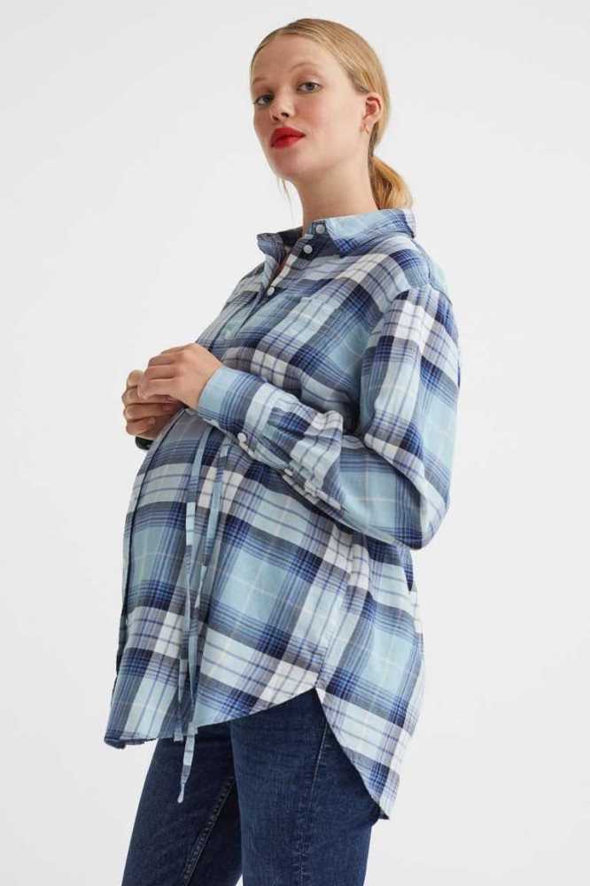 Ropa de Premamá H&M MAMA Algodon Shirt Mujer Rojos | 537968UWG