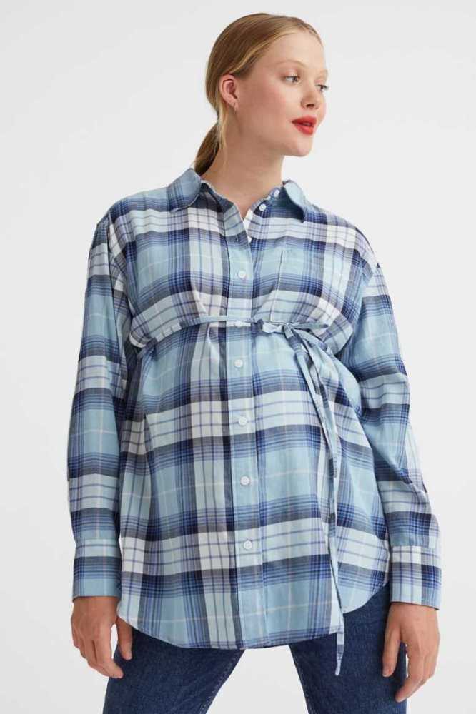 Ropa de Premamá H&M MAMA Algodon Shirt Mujer Rojos | 537968UWG