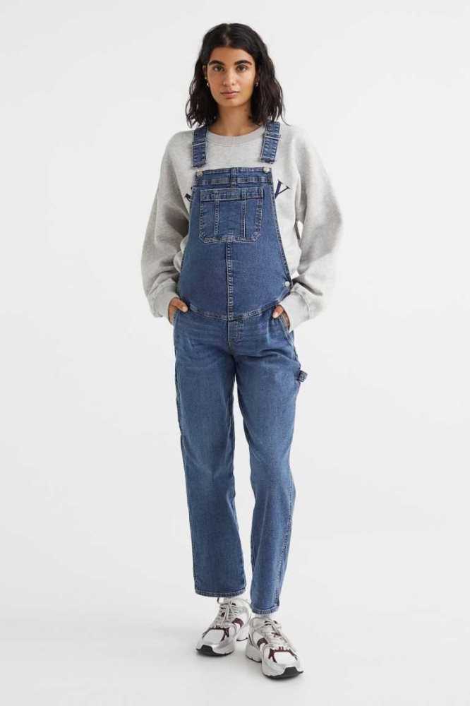 Ropa de Premamá H&M MAMA Denim Overalls Mujer Azules | 460952IJS