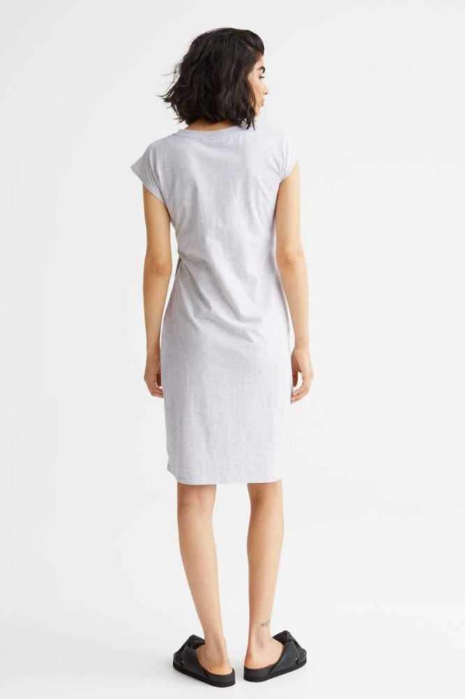 Ropa de Premamá H&M MAMA Tie-detail Jersey Vestido Mujer Grises Claro | 754601MCE