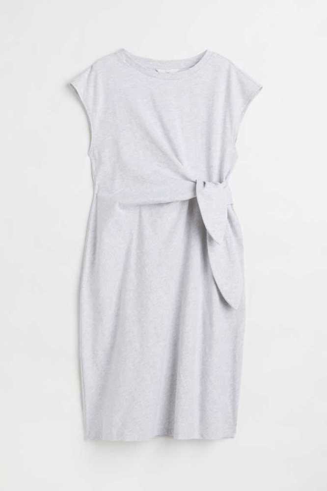 Ropa de Premamá H&M MAMA Tie-detail Jersey Vestido Mujer Grises Claro | 754601MCE