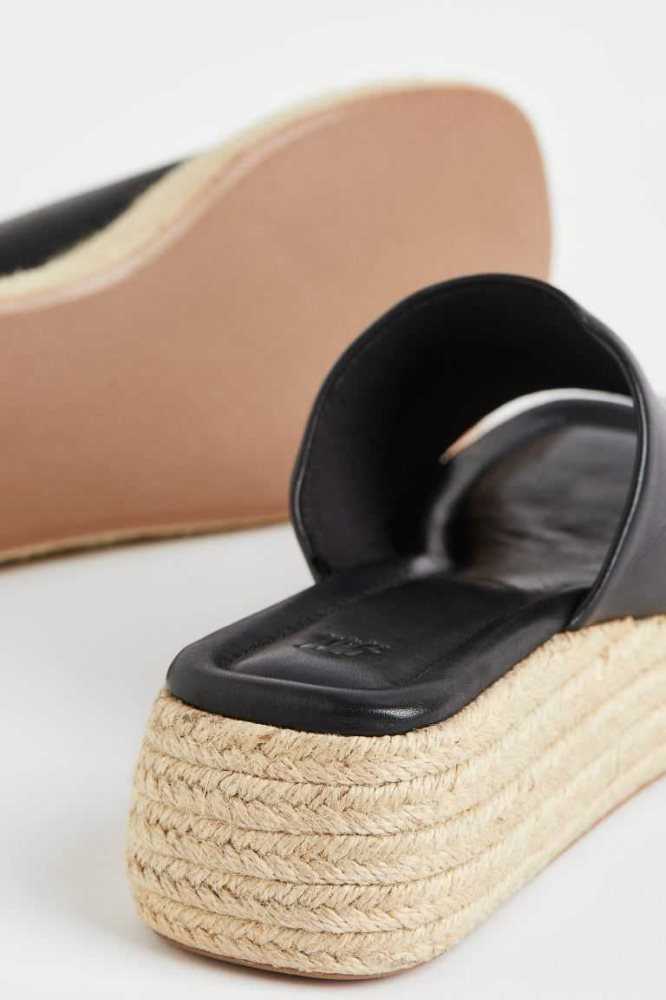 Sandalias H&M Gamuza Alpargata Slip-on Mujer Negros | 786093PST