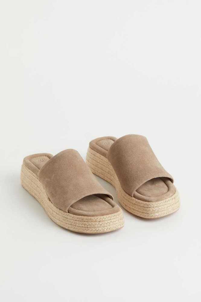 Sandalias H&M Gamuza Alpargata Slip-on Mujer Negros | 786093PST