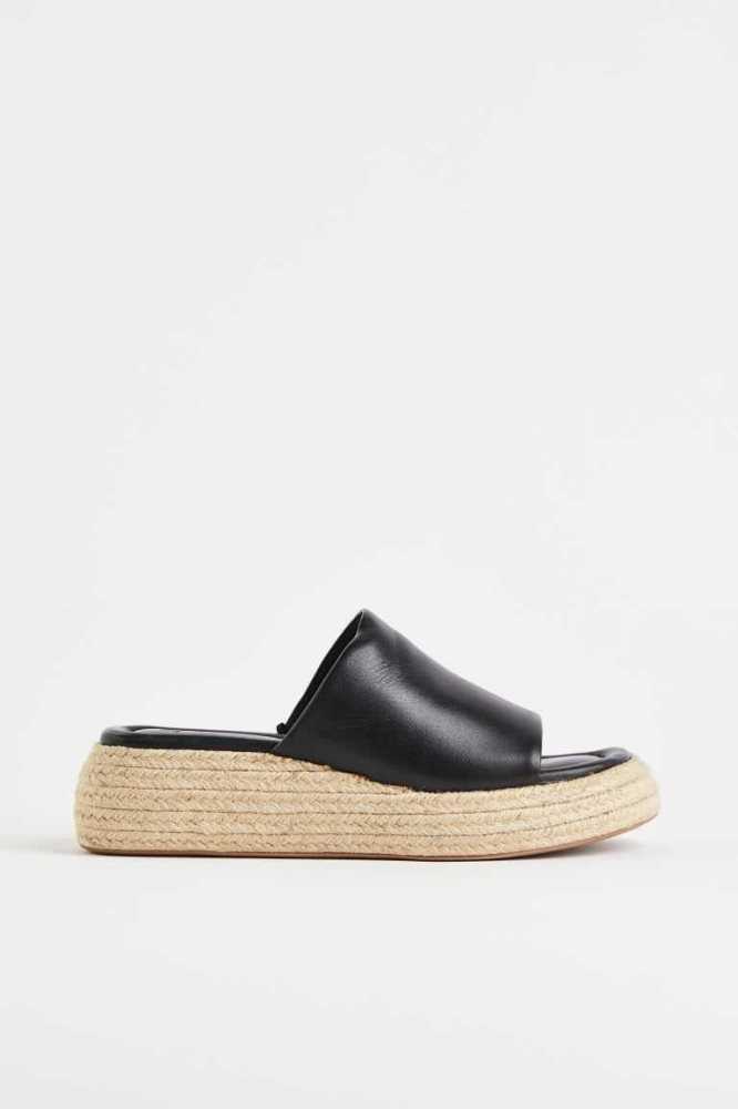 Sandalias H&M Gamuza Alpargata Slip-on Mujer Negros | 786093PST