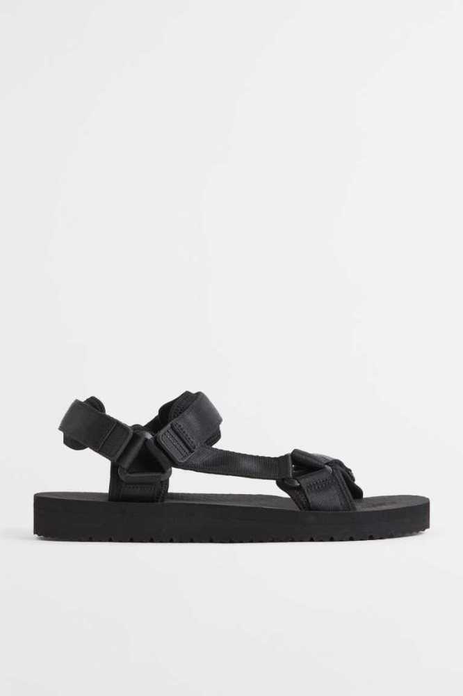 Sandalias H&M Tiras Hombre Negros | 386159HTD