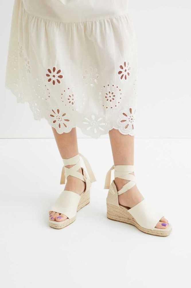 Sandalias H&M Wedge-heel Alpargata Mujer Creme | 285764TWC